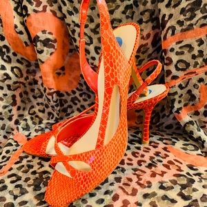 👡NEW!! NINE WEST ORANGE STILETTOS SANDALS